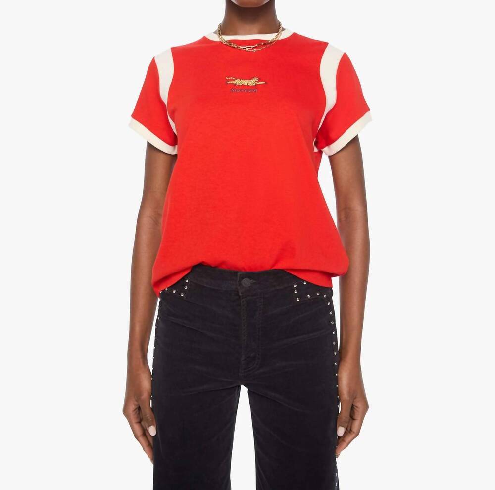 NEW MOTHER boxy goodie inset tee in mother jag